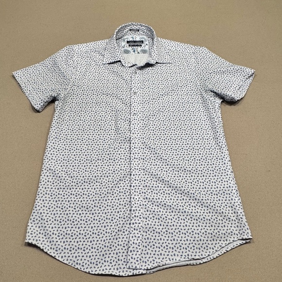 Cactus White and Blue Casual Button Down Shirt - Picture 1 of 5